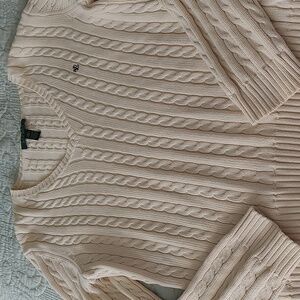 Ralph Lauren v-neck cable sweater,  large, cream color